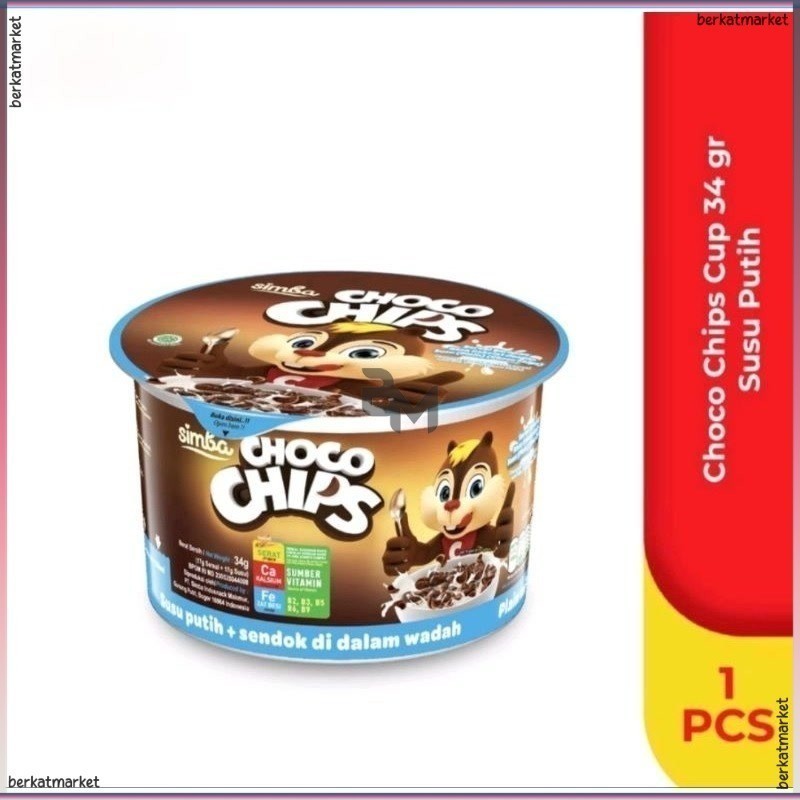 

Simba Choco Chips Cup Susu Putih Susu Coklat 34Gr