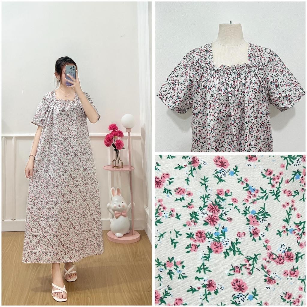 R.A - RRD LONGDRESS SMOCKED WANITA FIFI / DASTER TANIA MOTIF LENGAN PENDEK / daster maxy / daster pr