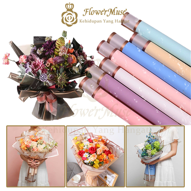 

Flower Wrapping Paper Double Gold Line /Kertas Cellophane Flower wrapping double frame gold/kertas buket transparent double frame /Flower Wrapping Double List Gold / Kertas Bunga/Kertas Buket Double Frame Gold Cellophane