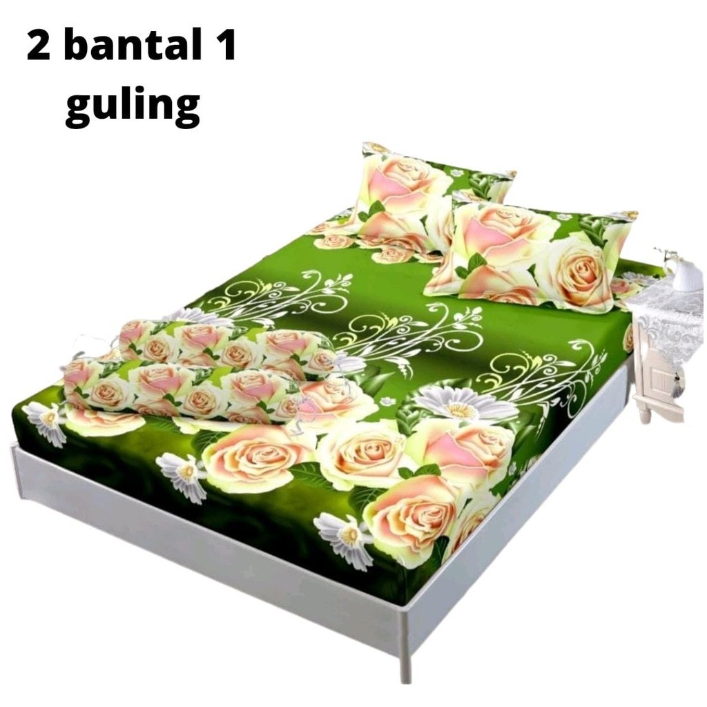 CUCI GUDANG SPREI BONITA PREMIUM (BELI 1 DAPAT 1)UK 180 x 200 160X200 120X200MOTIF BUNGA MAWAR HIJAU