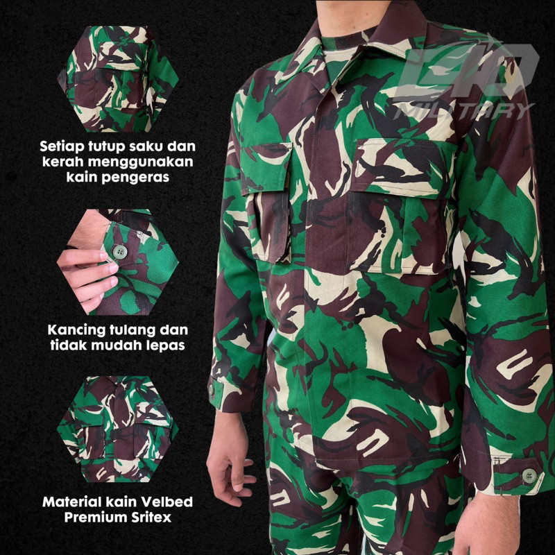 SERAGAM PDL TNI VELBED ASLI SRITEX [D40MILITARY]