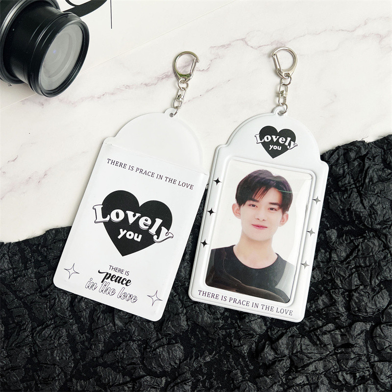 

3 Inch Kawaii Photocard Holder Kpop Idol Photo Card Holder Photo Cute Bus Card ID Holder Idol Photocard Pendant Keychain
