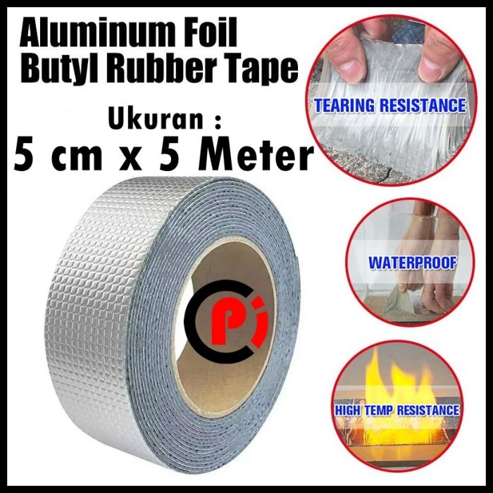 

Lakban Aluminum Foil Super Ahesive Duct Tape Waterproof 5 cm x 5 M