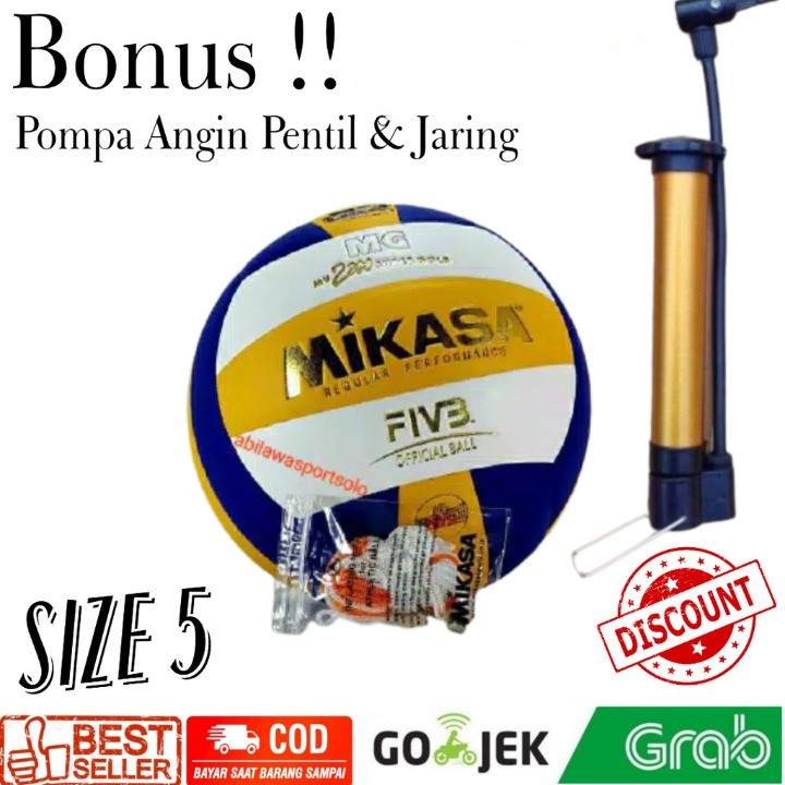 Bola Voli Voly Mikasa MV2200 Super G0ld Bonus Pompa Angin Pentil dan Jaring Bola bagus bola voli