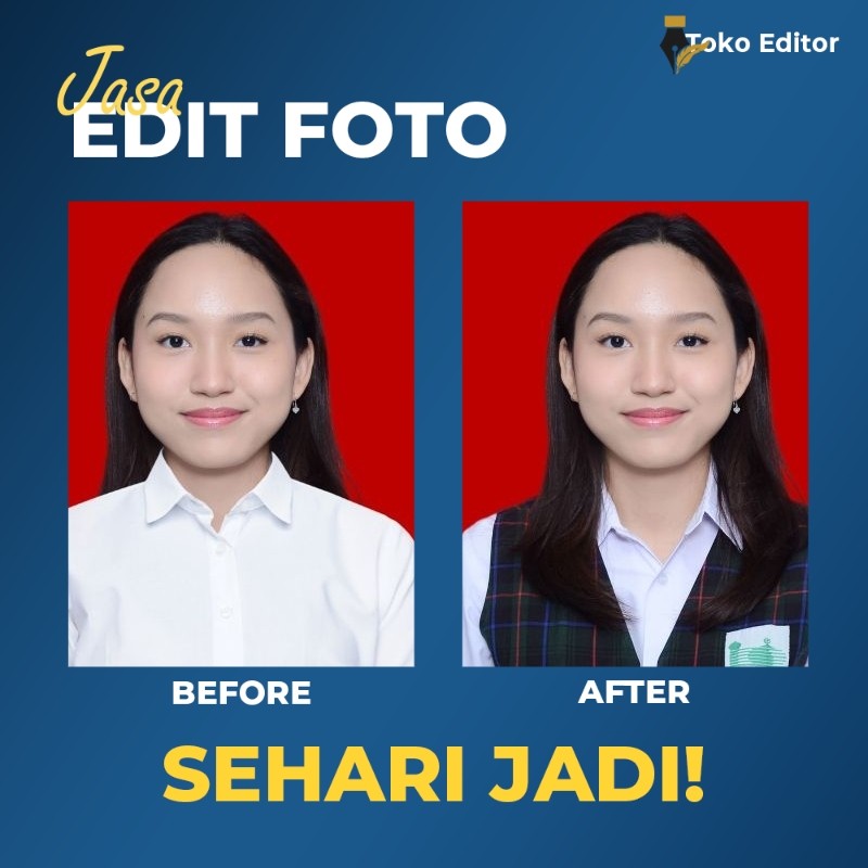 JASA EDIT PAS FOTO PROFESIONAL/EDIT FOTO LAMARAN KERJA/EDIT FOTO GANTI JAZ/EDIT FOTO GANTU KEMEJA/ E