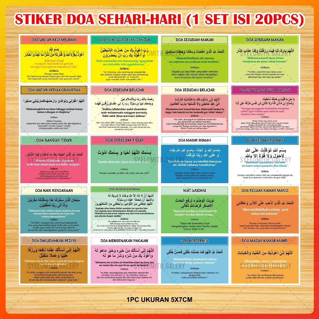 

20 Stiker Doa Sehari-Hari - Paket 20Pcs Stiker Doa Sehari-Hari - Colorfulolshop 12