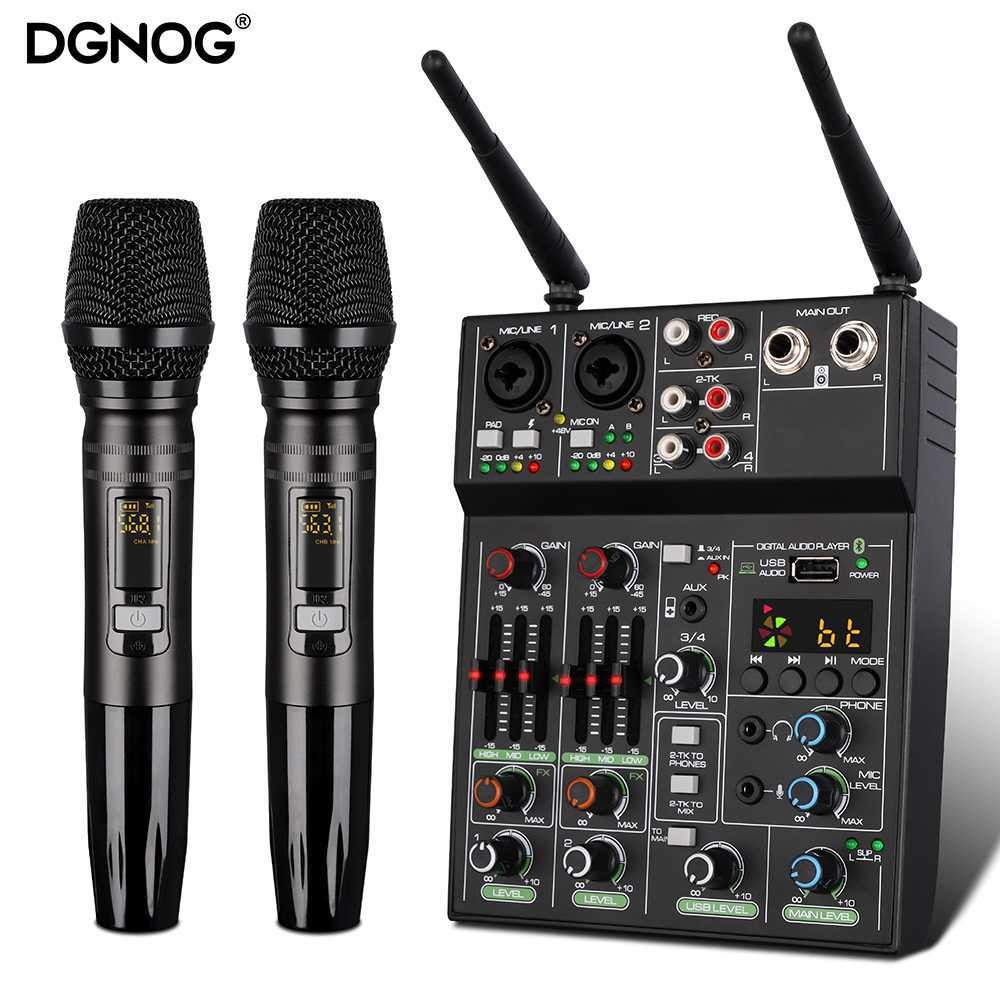 Mixer Audio DGNOG Audio Mixer Console 5 Channel Bluetooth with 2 Microphone - R4-PRO