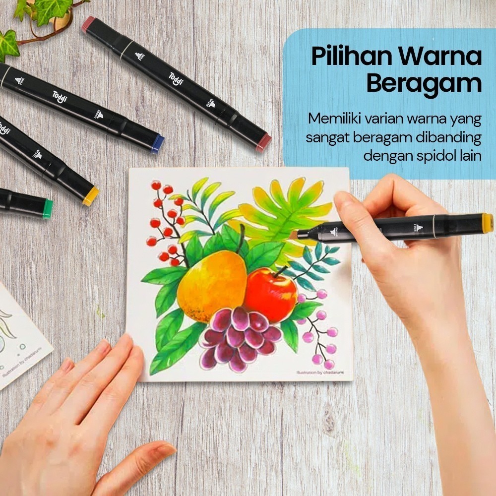 

Spidol Warna Sketsa Dual Side Fine Art Marker Brush Pen Animation isi 12 Smooth Ink Multi Color