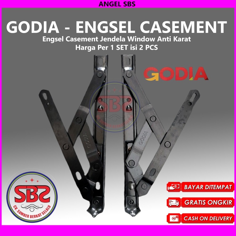 GODIA - ENGSEL CASEMENT - Engsel Jendela Casement Window Kayu Alum 8'' 10" 12" 14" 16'' 18" 20" In