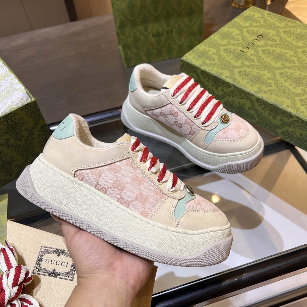 Gucci Low cut Platform Shoes Skate Shoes Casual Sneakers For Men Women Pink