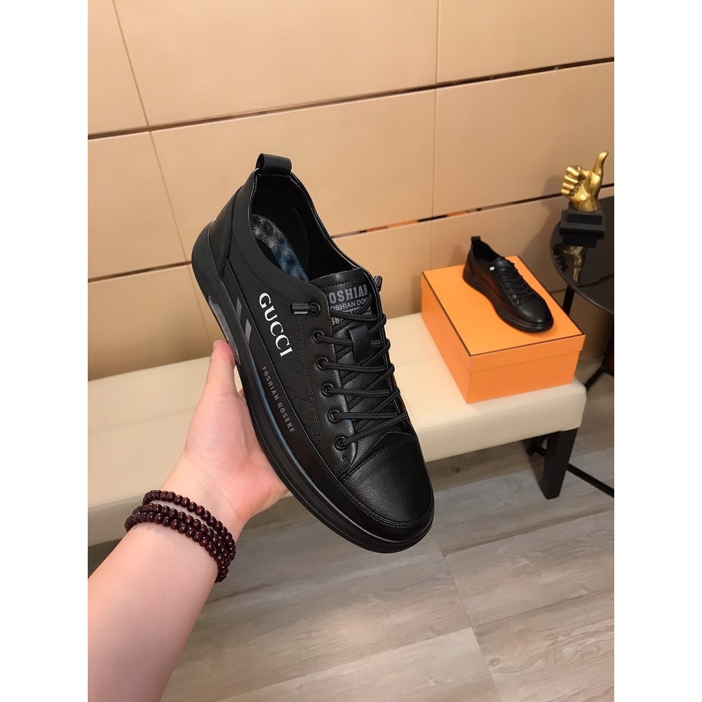 Gucci Low Cut Stylish Simplicity Casual Shoes Sneakers For Men Black-Gucci Logo