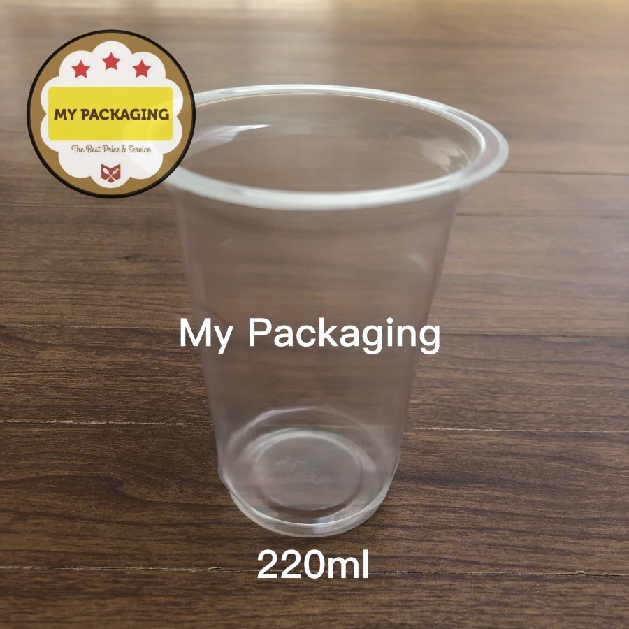 50 Buah Gelas Plastik CUP KOPI Merek ANGGUR / GRAPE CUP / GELAS AMDK MERK GRAPE ANGGUR 220 ML PER 50