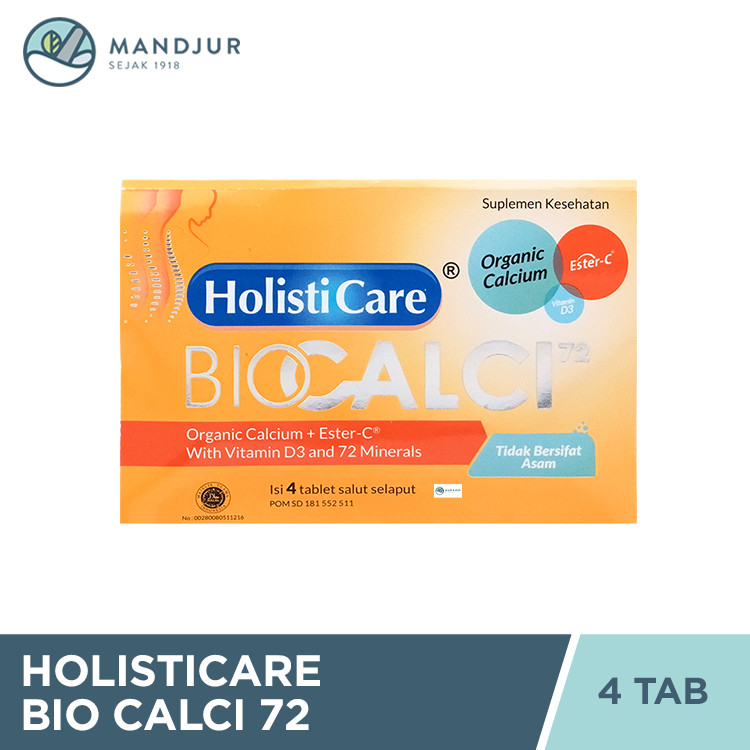 Holisticare Bio Calci-72 Isi 4 Tablet - Suplemen Kalsium dan Vitamin D3