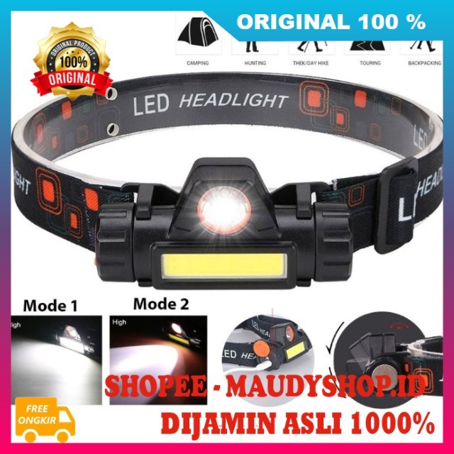 BELI 1 GRATIS 1 Senter Kepala LED Super Terang Senter Kepala Outdoor Waterproof Headlamp Recahrgeabl
