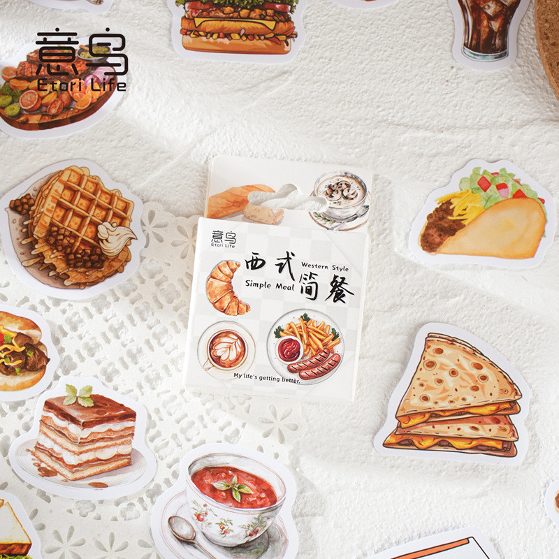 

[HARU] Western Style Cuisine Series Sticker Box Ins Stickers American Coffee books diy notebook decoration material