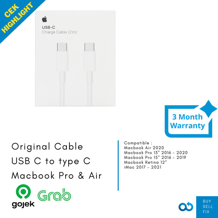 Kabel Cable Charger Apple USB C to c macbook pro air Retina iMac M1