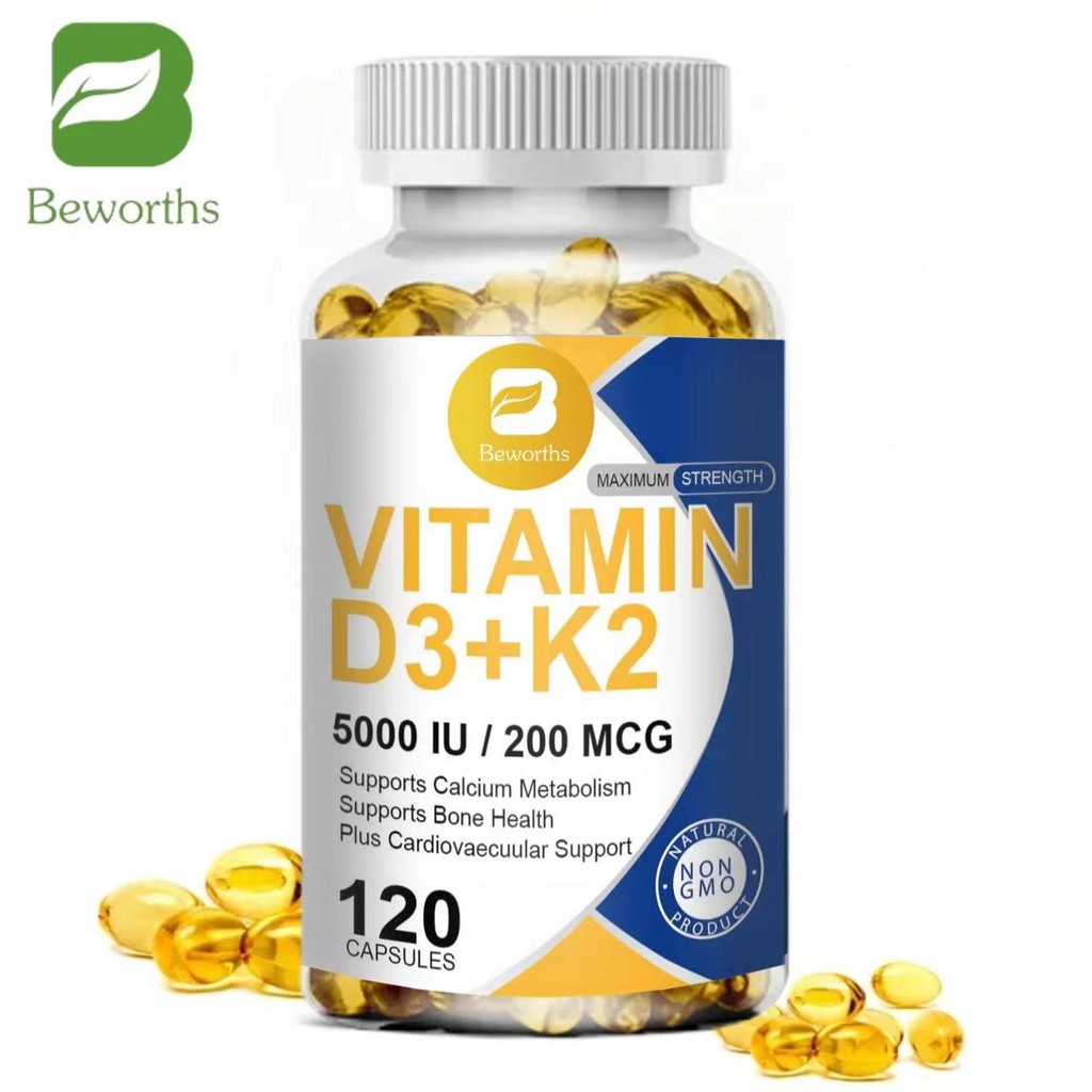 BEWORTHS B BEWORTHS Kapsul Vitamin D3K2 dengan 1000IU Vitamin D3 & 45mcg Vitamin K2 untuk Tulang & S