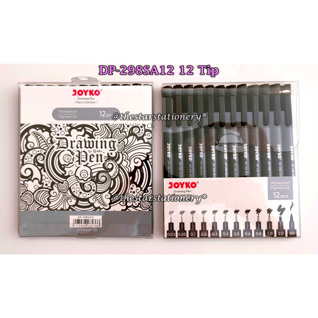 

(1 Set/12 Pcs) GROSIR Drawing Pen Joyko DP-298SA12 12 Tip / Drawing Pen Pena Gambar Joyko DP-298SA12