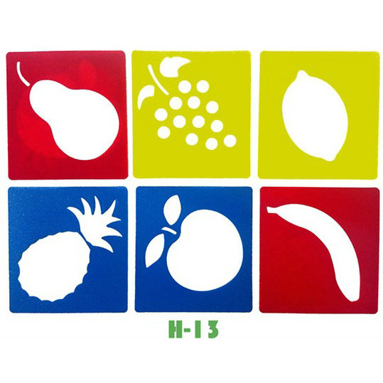 

6PCS/LOT.Apple Lemon Grape fruit template stencil Kids art board Early learning educational toy Party favor 14x15cm 18 design