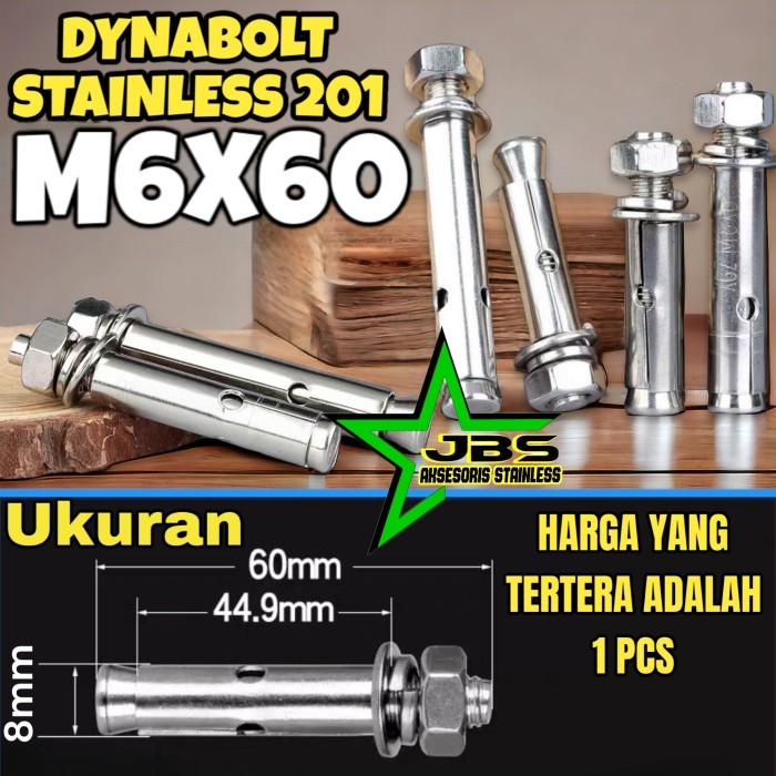 SA99 DYNABOLT/ANCHOR BOLT M6×60 STAINLESS 201