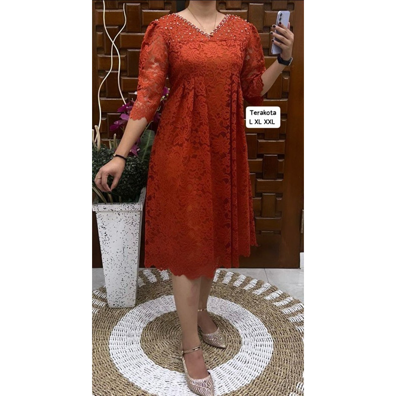 Dress Pesta Payet Mewah / Dress Brokat / Dress Gereja / Gaun Natal Terbaru by Miss Nauli