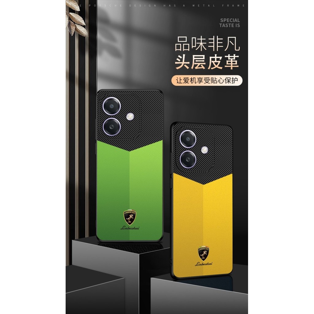 Casing Oppo A3x Case Phone Case Leather Carbon Lamborchini