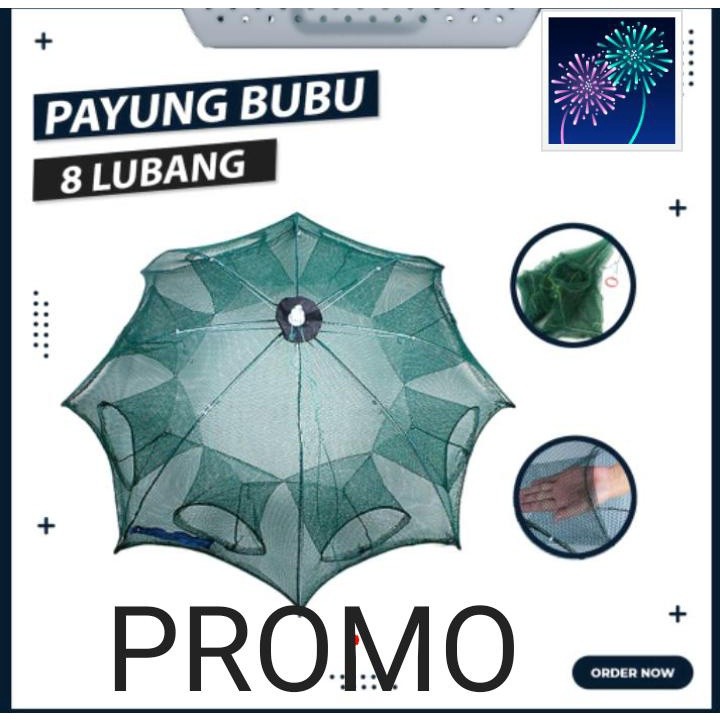[Bisa COD] Bubu Payung 8 Lubang  Jaring Perangkap  Ikan Ud4ng