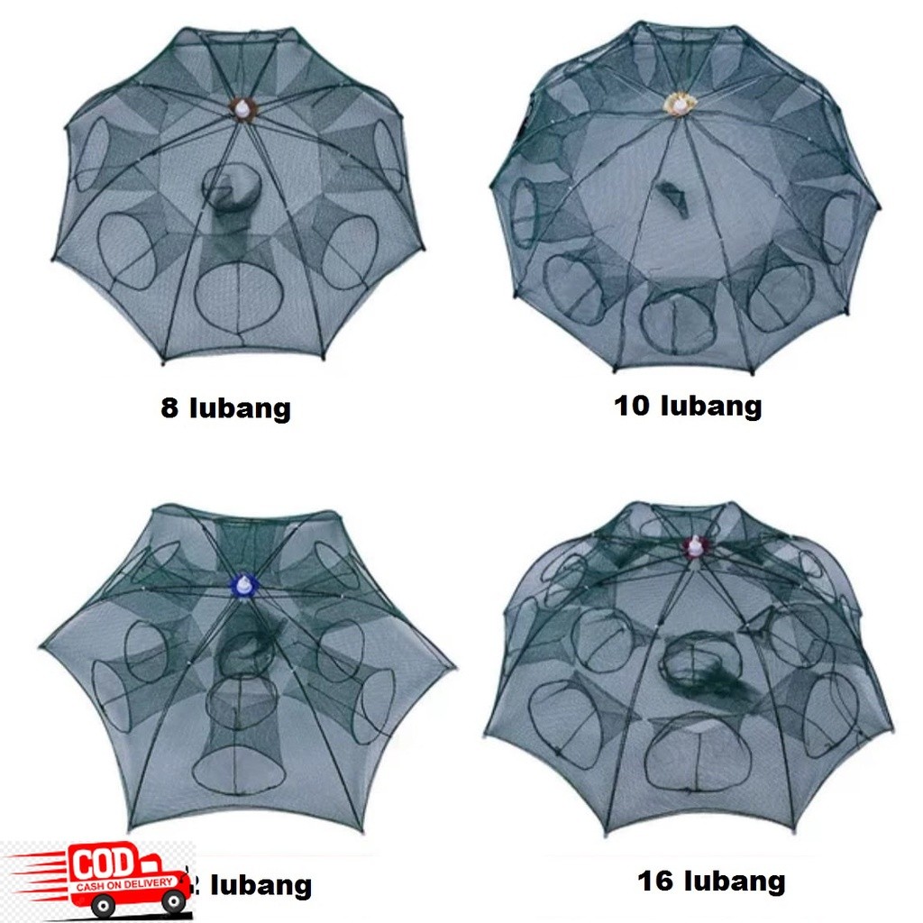 Perangkap jaring ikan / Bubu Ikan payung , jaring buka tutup 4 6 8 10 12 16 20 lubang