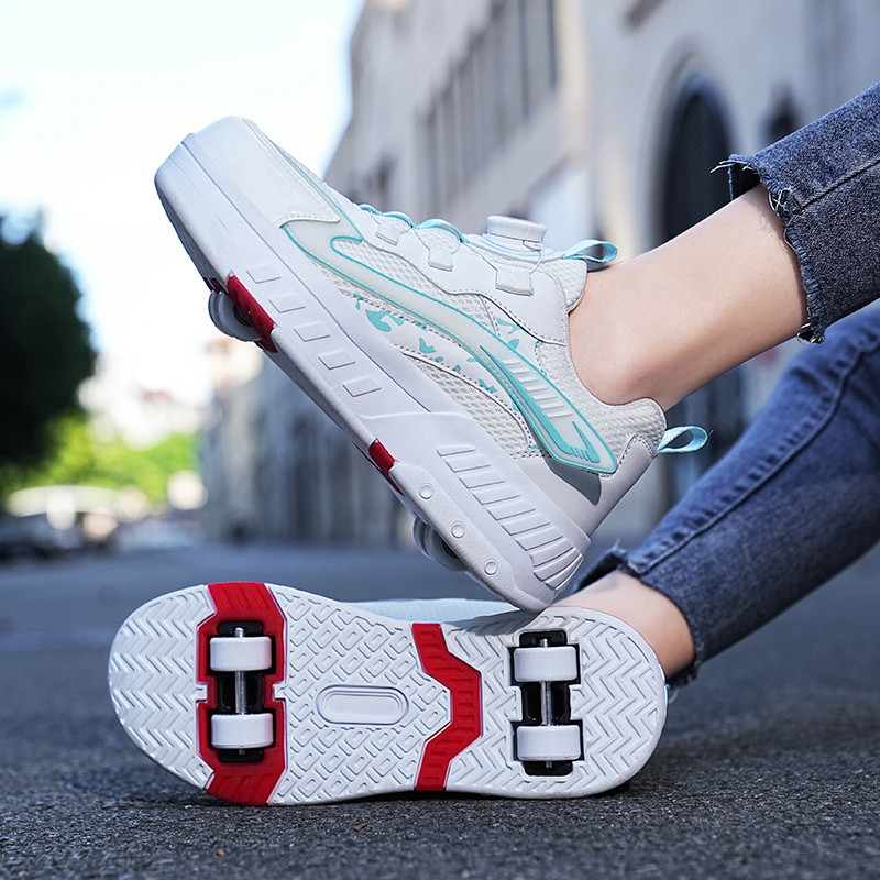 2024 Roller Skate Shoes for Kids Parkour Roller Shoes Casual Sneakers With 4 Wheels Double-Row Rolle