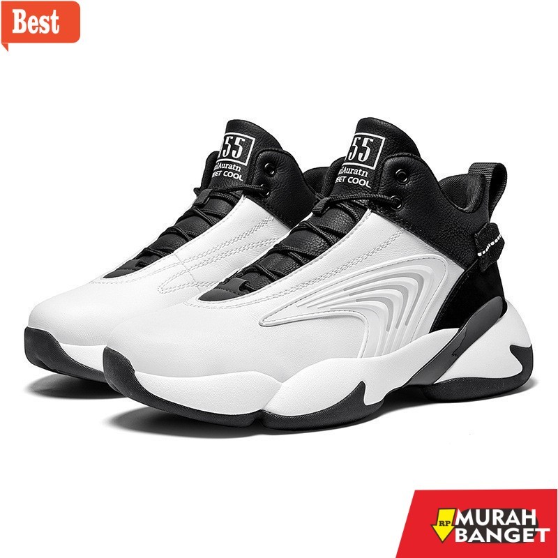 alas kaki keren dan kekinian Sepatu Sneakers Pria Sepatu Basket putih hitam Sneakers Olahraga lari S
