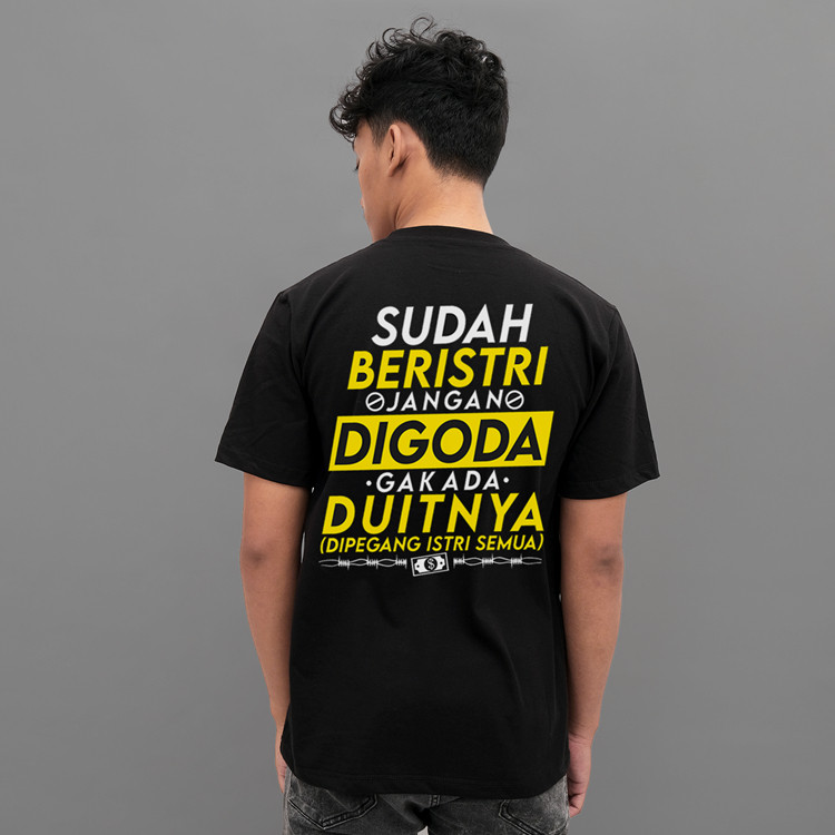 Kepstore - Sudah beristri gak ada duitnya - Baju Kata kata - T-Shirt Viral Combed 24s Pria Unisex
