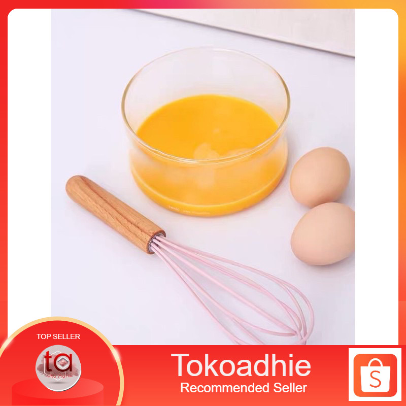 Kocokan Telur Gagang Kayu Silikon /Kocokan Telur/Kocokan Telur Manual Kocokan Telur  - Tokoadhie