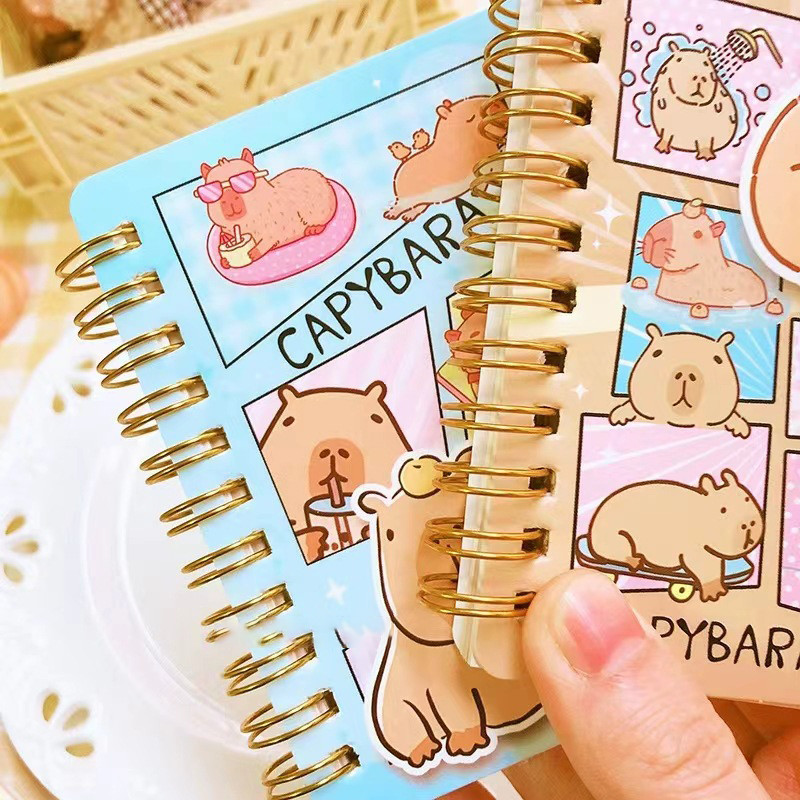 

Portable Kawaii Coil Notebook Cartoon Capybara Journal Mini Notepad Diary Agenda Planner Kids Stationery Gift School Supplies