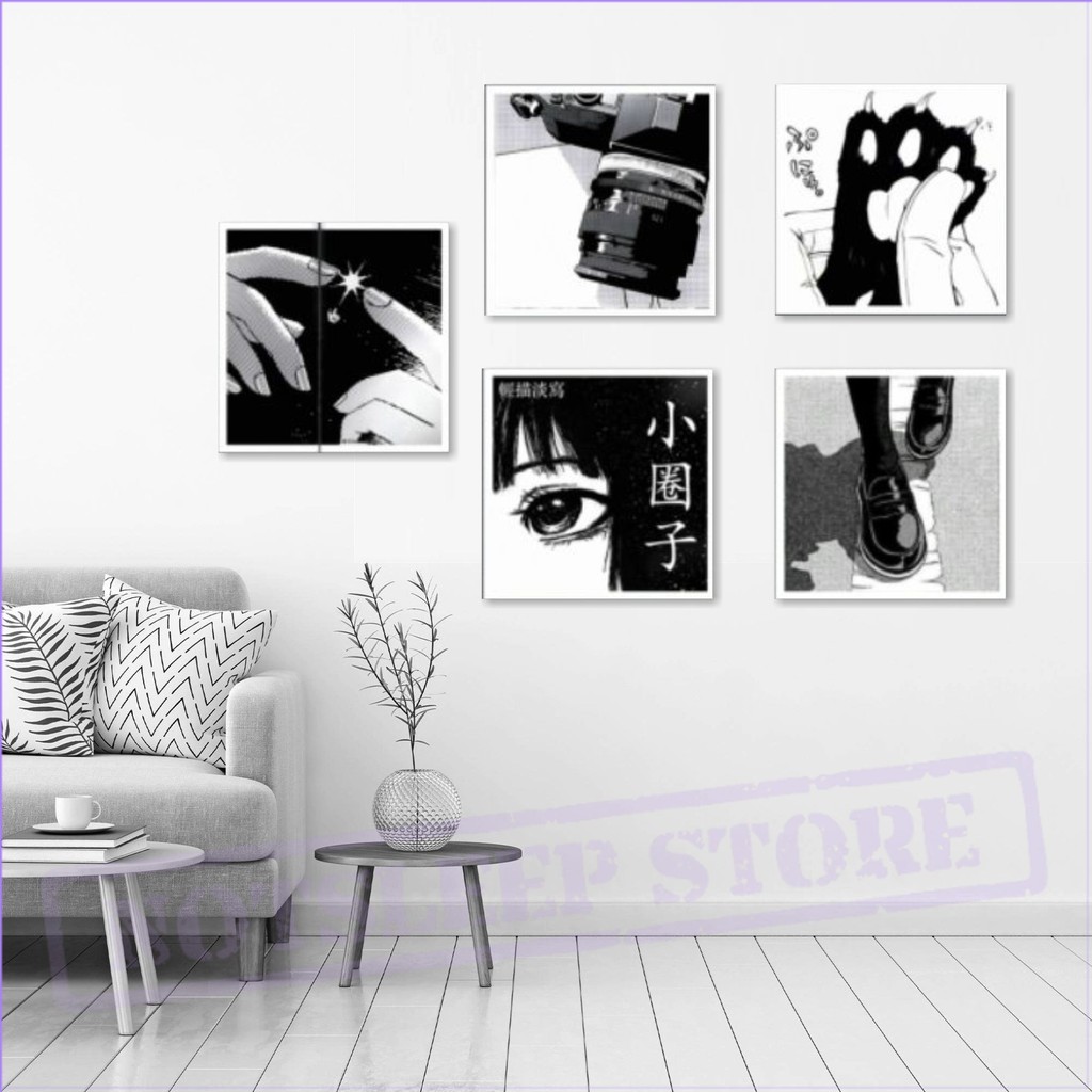 Notsleep Store 202 / Hiasan dinding kamar Poster hitam putih anime Pop art bw  / Poster Kayu Pajanga