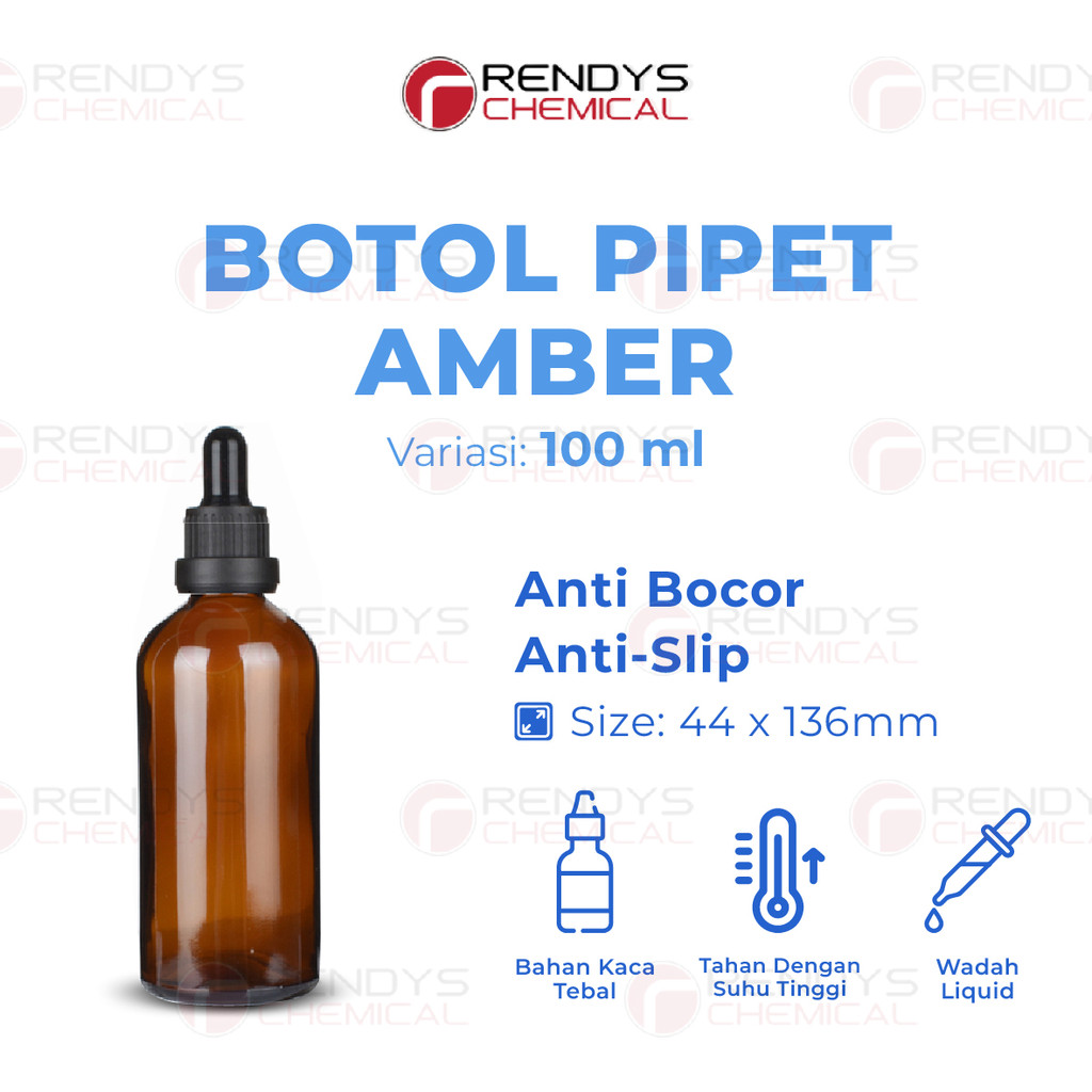 Botol Pipet Kaca Amber Segel 100ml / Botol Kaca 100ml Segel Amber / Botol Kaca Coklat 100ml