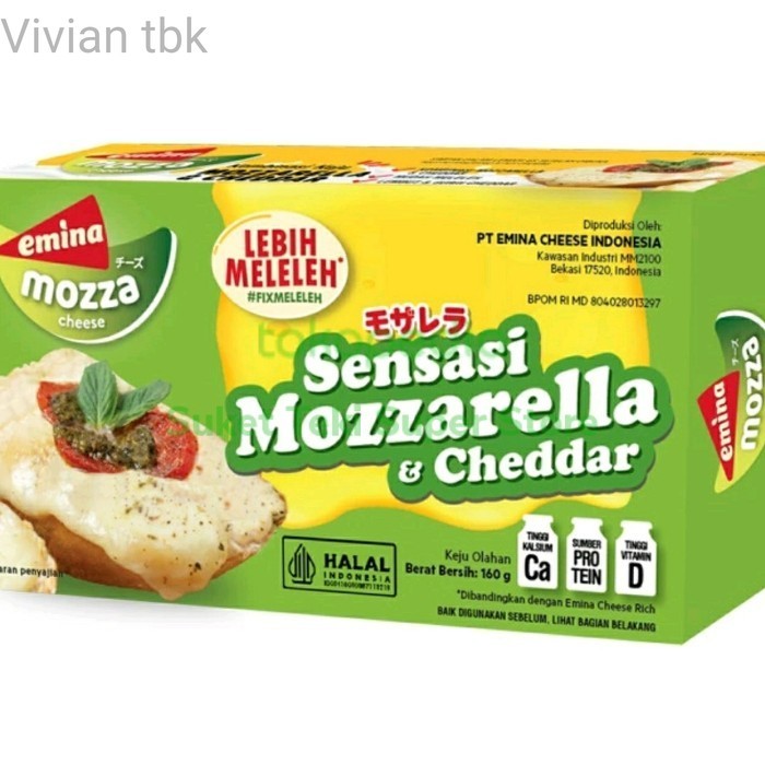 

vv Emina Keju Mozzarella Cheddar Cheese 165gr READY