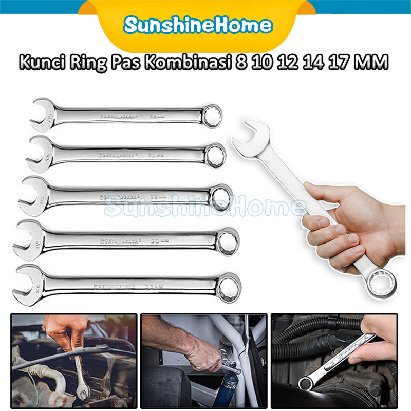 Kunci Ring Pas set 8-17mm Kunci Pas  Kunci Ring Pas Pas Set Kunci Ring Pas Bolak Balik