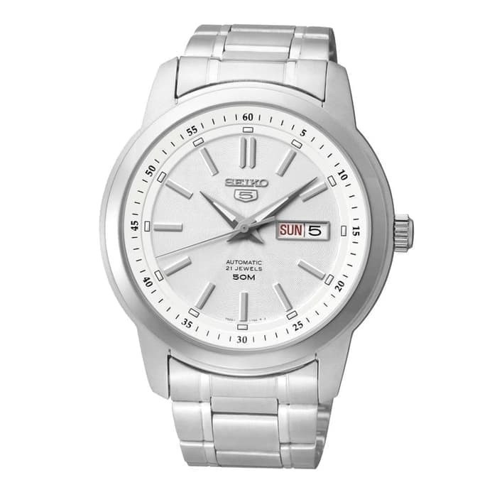 Seiko 5 Pria Classic SNKM83K1 Silver Stainless Steel