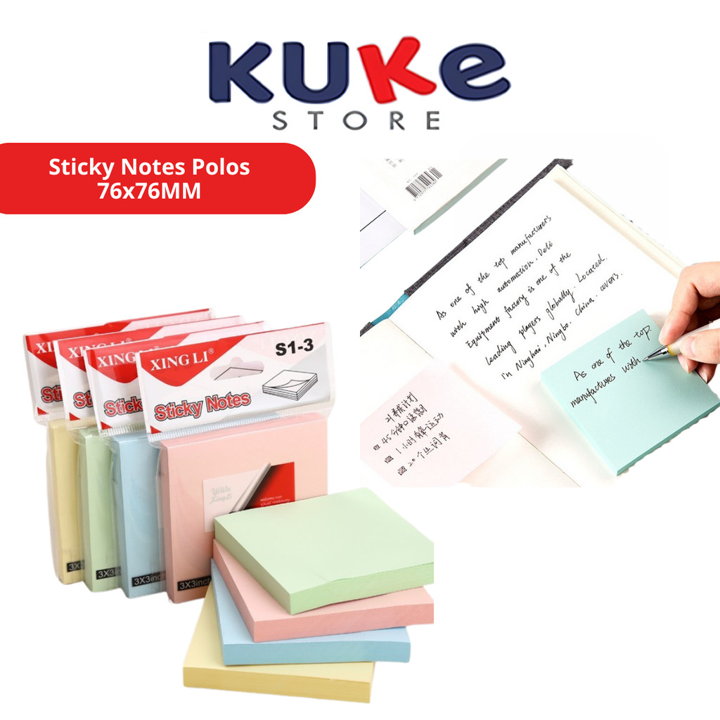 

Sticky Notes Polos 76x76MM 100lembar Kertas Catatan Kecil Mini Note Stick Paper Pembatas Halaman Pengingat Tugas Pekerjaan Job Reminder Memo Pesan Tempel Komputer Meja Kerja Telepon Halaman Buku Warna Macaron Pastel Soft Colour