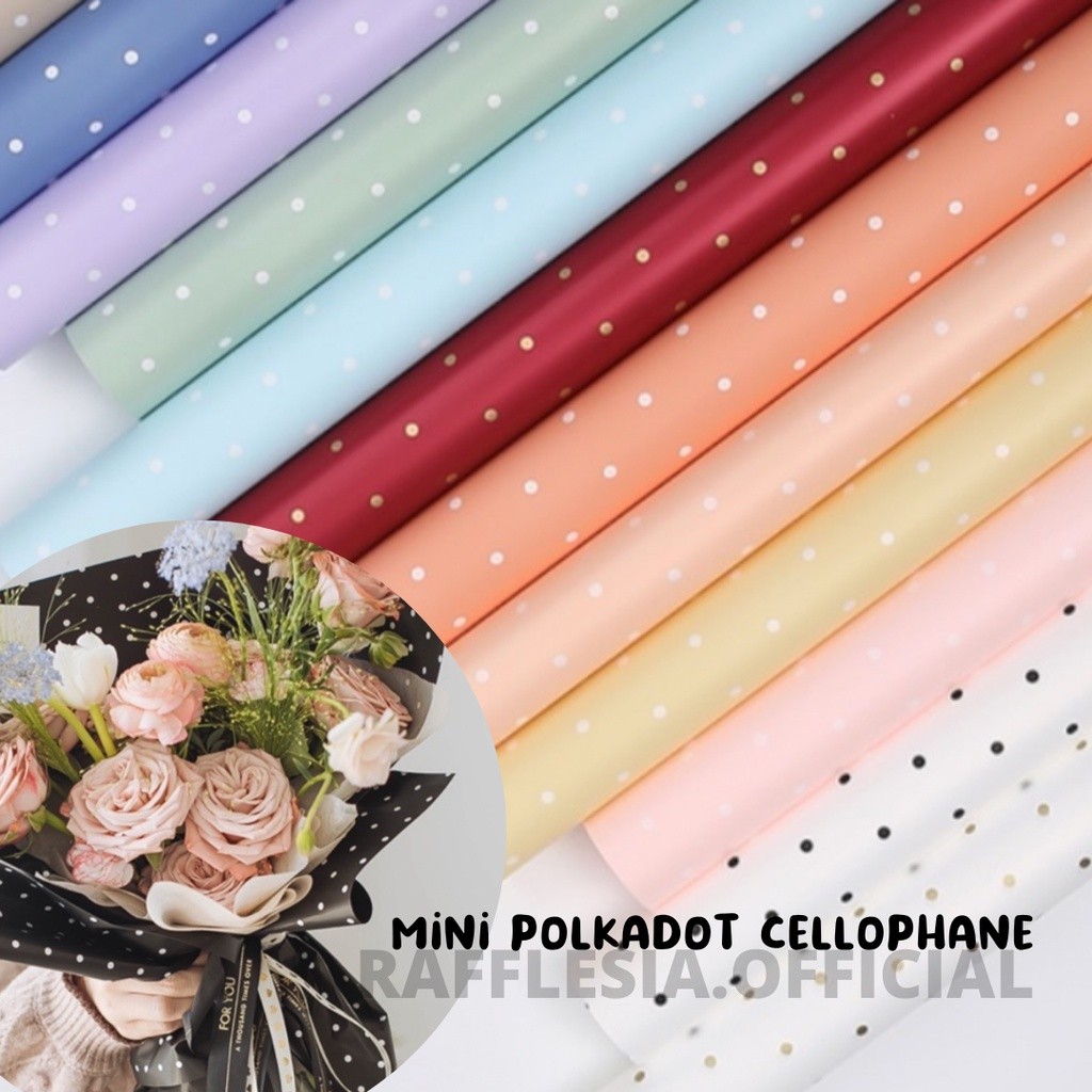 

[5 LEMBAR] FLOWER WRAPPING MINI POLKADOT CELLOPHANE WATERPROOF KERTAS BUKET BUNGA FLOWER WRAP/ PEMBUNGKUS