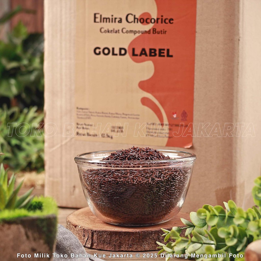 

Elmira Chocorice GOLD LABEL 250gr Cokelat Meises Compound Butir Meses Chocolate Premium Topping Bahan Kue Toko Bahan Kue Jakarta Coklat Elmira Mesis