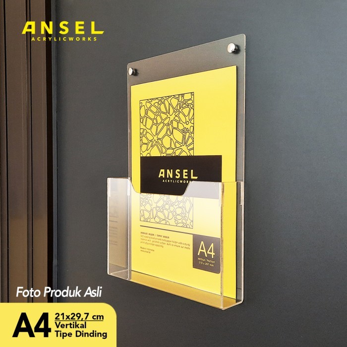 Tempat Brosur Akrilik Dinding/Acrylic Flyer Holder/ A4 Vertikal Tipe D