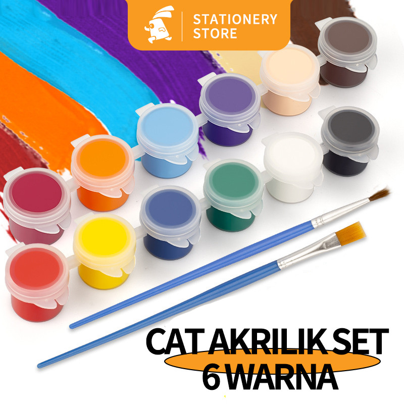 

cat lukis/cat akrilik set 6-12Warna/cat lukis akrilik/Kanvas Lukis/Dua pulpen-Rabbit_Stationery