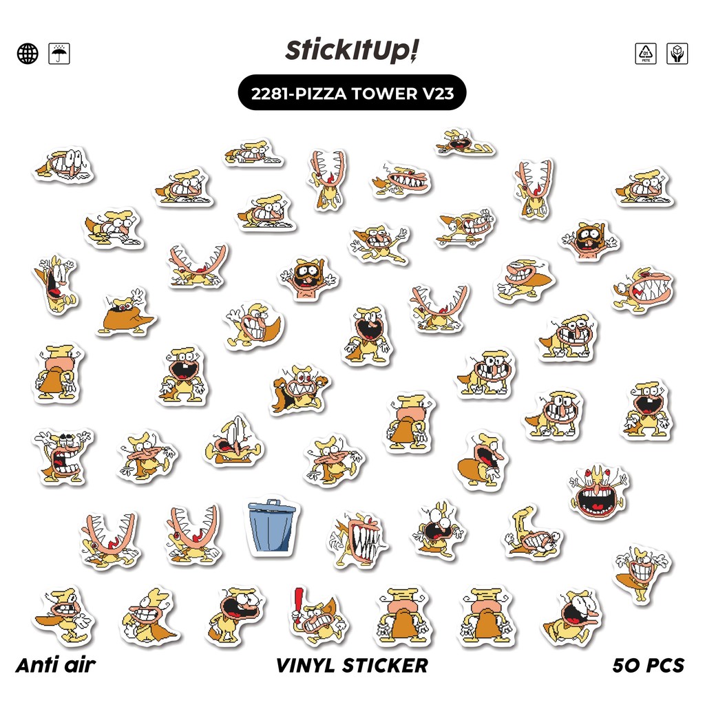 

COD✨ 50 Pcs Stiker Pack PIZZA TOWER V23 Lucu Aesthetic Vynil Waterproof untuk Freebies Sticker Buku Journal Casing HP Laptop