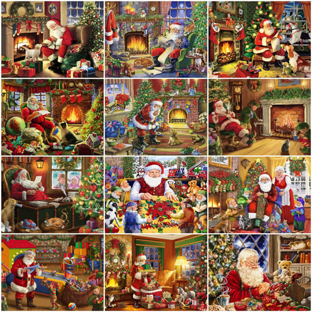 

Painting By Number Santa Claus HandPainted Painting Art Gift DIY Pictures By Numbe For Christmas Gift