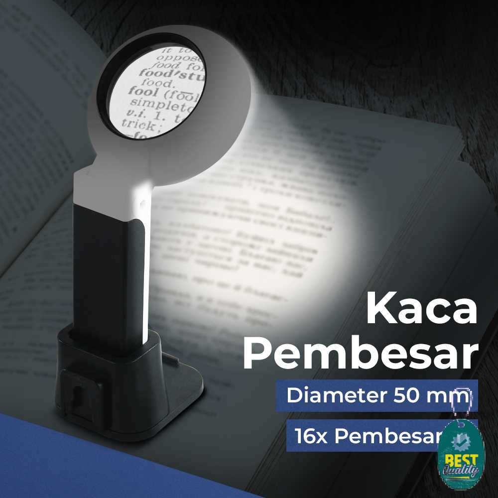 

NOF Kaca Pembesar Handheld Magnifying Glass Lup with 12 LED 50mm 16X - TH-7020A