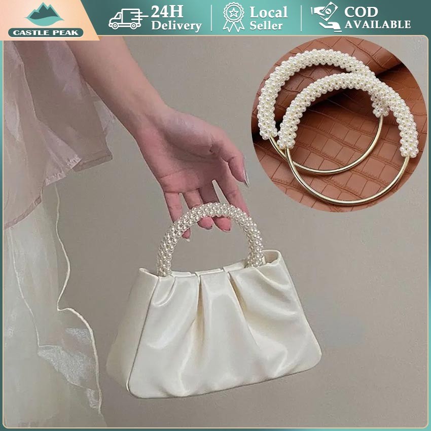 Handle Tas Mutiara pendek premium Untuk Tas Rajut Dan Tali Kur Ataupun Tas Jali / Handle Pegangan Ta