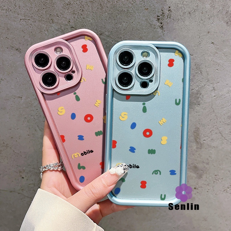 Surat berwarna lucu Soft Case Hp IPhone 11 IP 13 Casing 15 Pro Max Plus 14 Cewek IPhone11 Ip11 12 7 