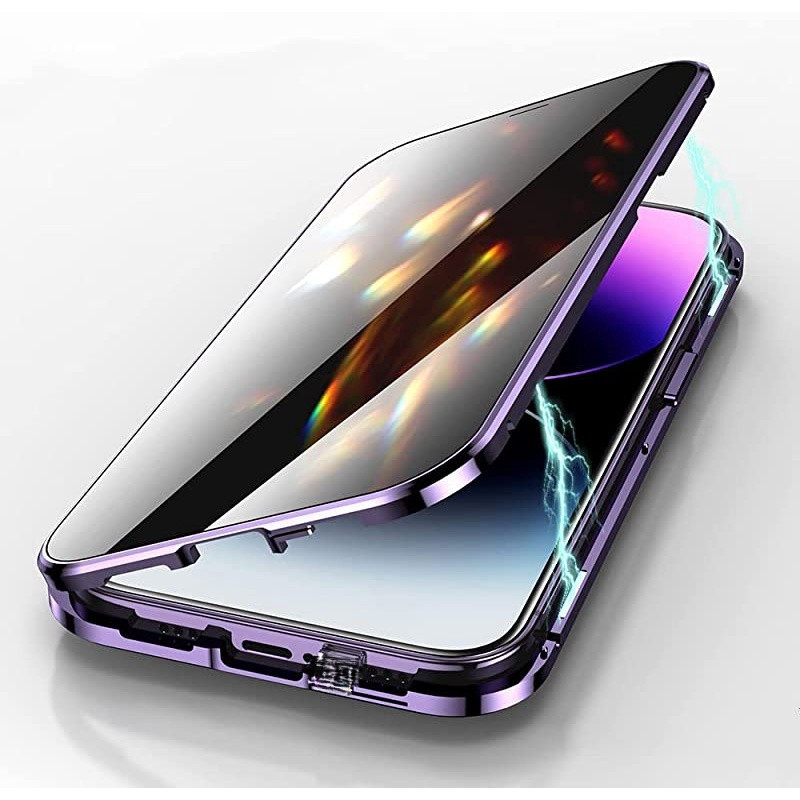 ▶ Anti-Spy Anti-Peeping iPhone 15 14 13 12 Pro Max Full Body Case,Clear Double Sided Tempered Glass 