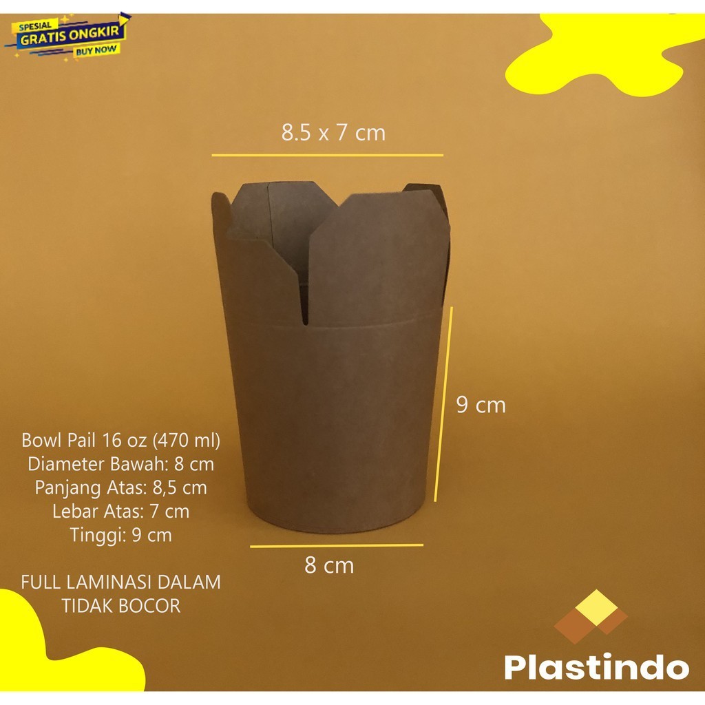 Noodle Kraft Bowl Isi 25 pcs | Brown Kraft Paper Bowl | Kraft Food Pail | Kraft Noodle Cup | Mangkok